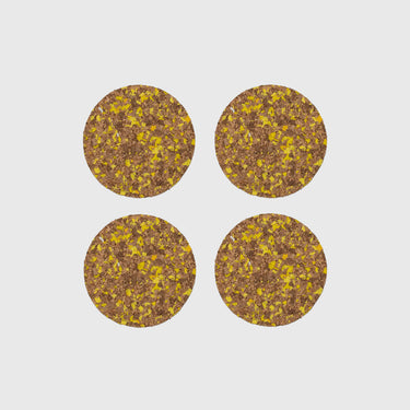 Yod & Co - Round Speckled Cork Coasters (Set of 4) - Yellow