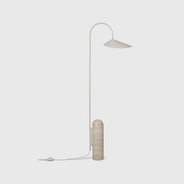 Arum floor lamp in cashmere on a light grey background. 