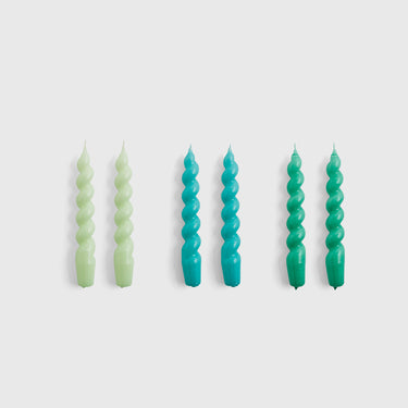 Hay - Spiral Candles - Set of 6 - Mint Green / Aqua Green