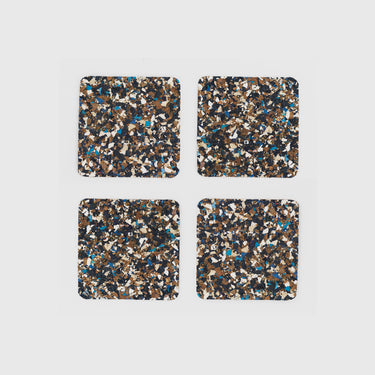 Yod & Co - Square Speckled Cork Coasters (Set of 4) - Blue
