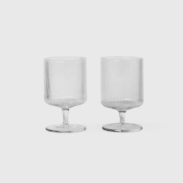 Ferm Living - Ripple Wine Glasses - Set of 2 - Clear - Ferm Living - Homeware