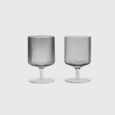 Ferm Living - Ripple Wine Glasses - Set of 2 - Smoked - Ferm Living - Homeware
